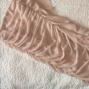 Strapless ruffled pale pink party dress